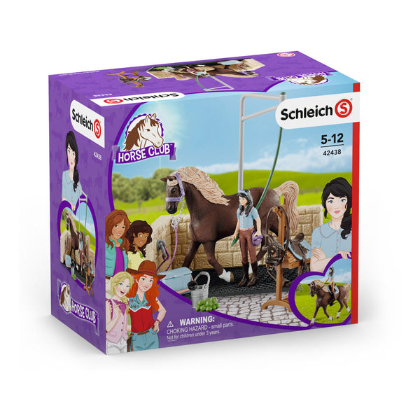 SCHLEICH Horse Club Washing Area with Horse Club Emily & Luna  Toy Playset, Unisex, 5 to 12 Years, Multi-colour (42438)