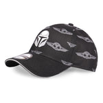 STAR WARS The Mandalorian Helmet Patch with Grogu All-over Print Adjustable Baseball Cap, Black/Grey (BA750483STW)