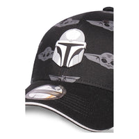 STAR WARS The Mandalorian Helmet Patch with Grogu All-over Print Adjustable Baseball Cap, Black/Grey (BA750483STW)