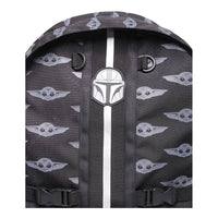 STAR WARS The Mandalorian Helmet Logo with All-over Print Children's Backpack, Black (BP406873STW)