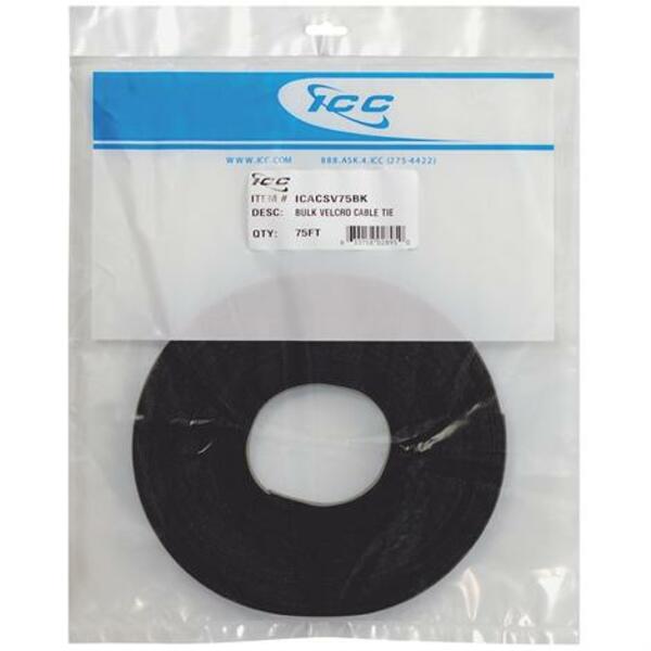 ICC ICC-ICACSV75BK Velcro Tie Bulk 75ft - Black