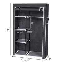 64" Portable Closet Storage Organizer Wardrobe Clothes Rack with Shelves Gray
