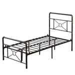3ft Single-Layer Water Pipe Bed with Cross Design and Bed Foot Iron Bed Black Gold-Painted