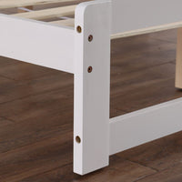 Pine Horizontal Plank Bed White 4FT6