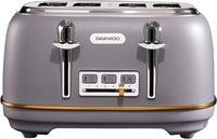 Daewoo Astoria 4 Slice Toaster Browning Defrost & Cancel Functions Crumb Tray Grey