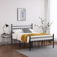 Single-Layer Round Tube Vertical Strip with Ball Decoration with Bed Foot 4ft6 Iron Bed Black