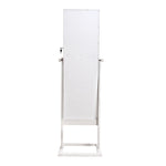 Archaize PVC Wood Grain Coating Upright Square Jewelry Storage Dressing Mirror Cabinet with LED Light White