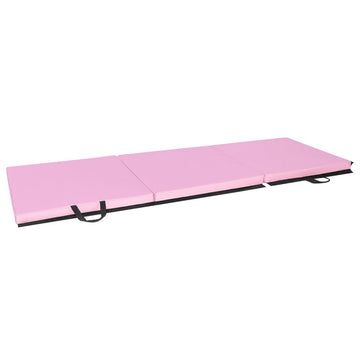 6'x2'x2" Tri-fold Gymnastics Yoga Mat with Hand Buckle Pink