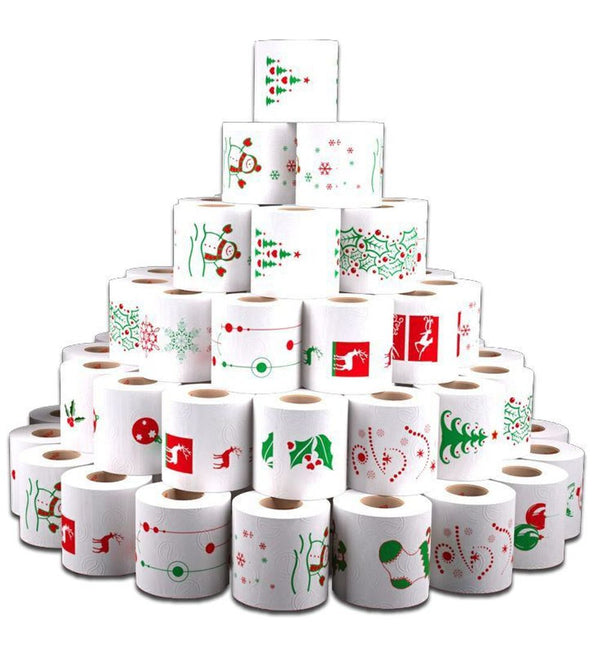Multi Pack Renova White Print 2 Ply Christmas Xmas Toilet Tissue Paper Rolls