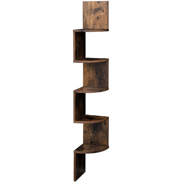 Wood Industrial Corner 5 tiers Wall Shelf Zig Zag Wooden Shelves Wooden Mount Rack Home Furniture
