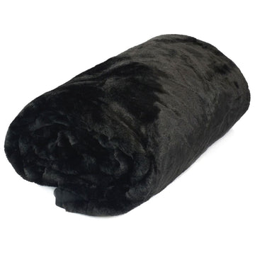 CCA  Faux Mink Throw Blanket 150 x 200 cm BLACK AS-39623