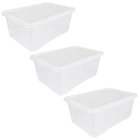3x 45L Wham Crystal Storage Box with Clear Lid