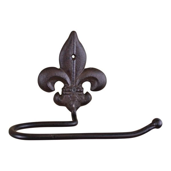 Cast Iron Rustic Toilet Roll Holder, Fleur de Lis