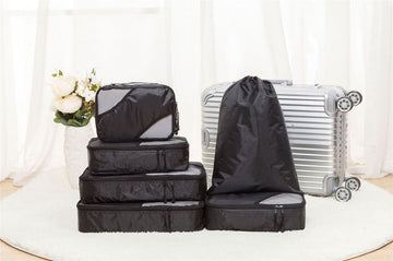 6 Piece Cube Set & Laundry/Shoe Bag - Travel Luggage Organisers Bags for Suitcase and Bag