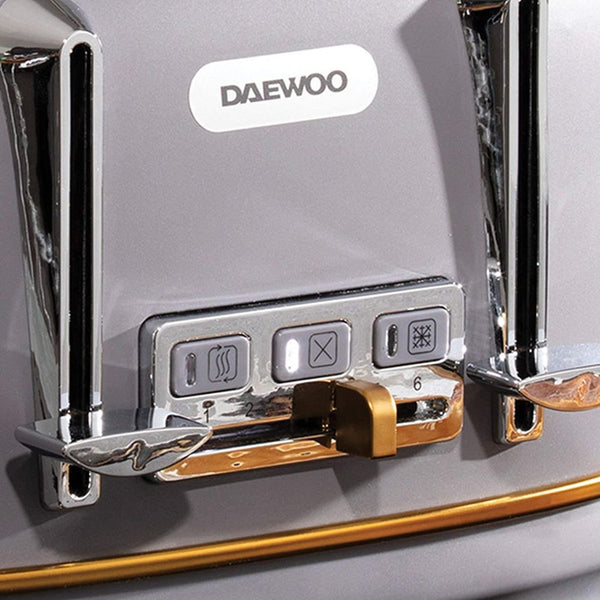 Daewoo Astoria 4 Slice Toaster Browning Defrost & Cancel Functions Crumb Tray Grey