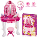 Girls Pink Dressing Table Vanity Mirror Play Set Toy Make Up Desk With Stool