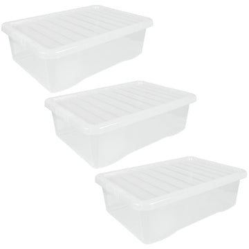 3x 32L Wham Crystal Storage Box with Clear Lid